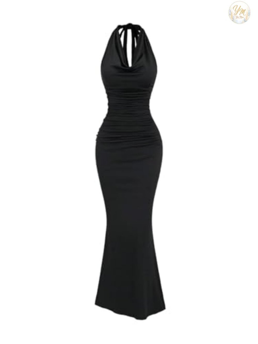 Halter Formal Maxi Dress Sleeveless Bodycon Ruched Backless Gown
